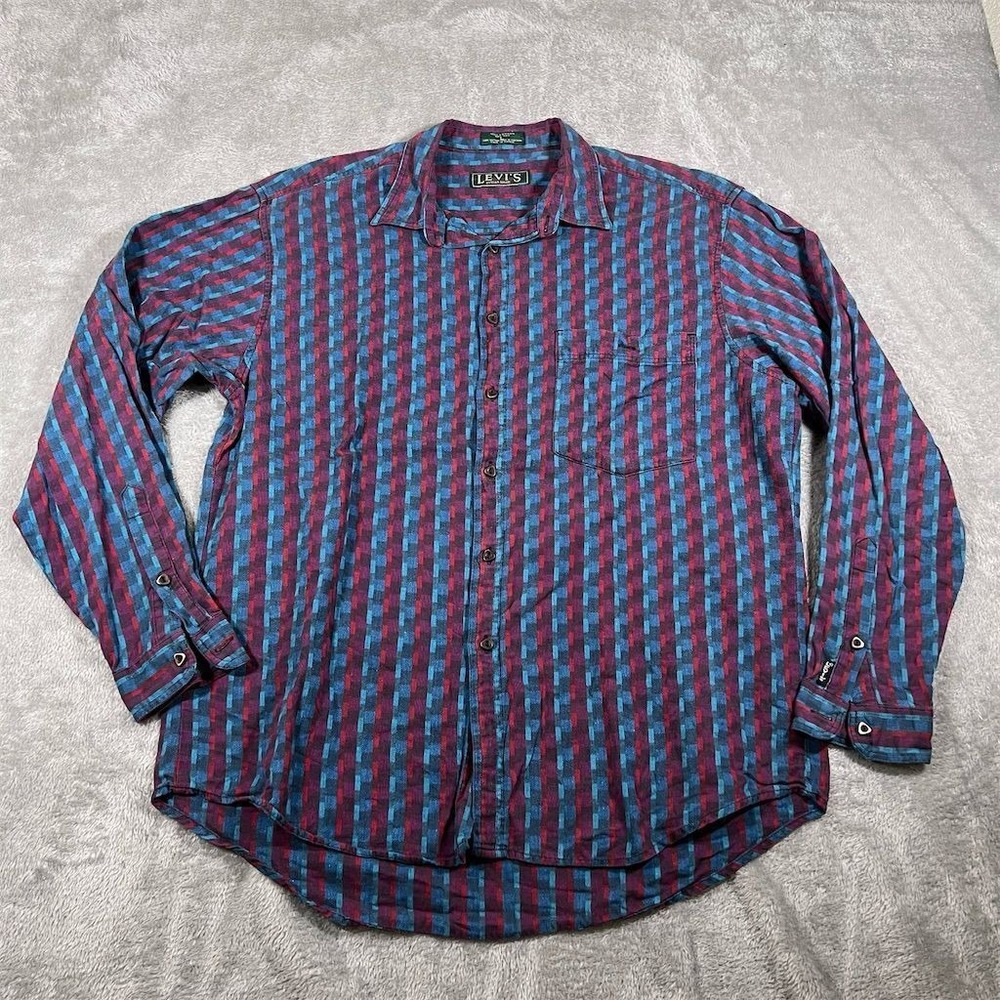 VTG Levi's Sutter Creek Men's Shirt XL Geometric Button-Down Multicolor‎ Casual